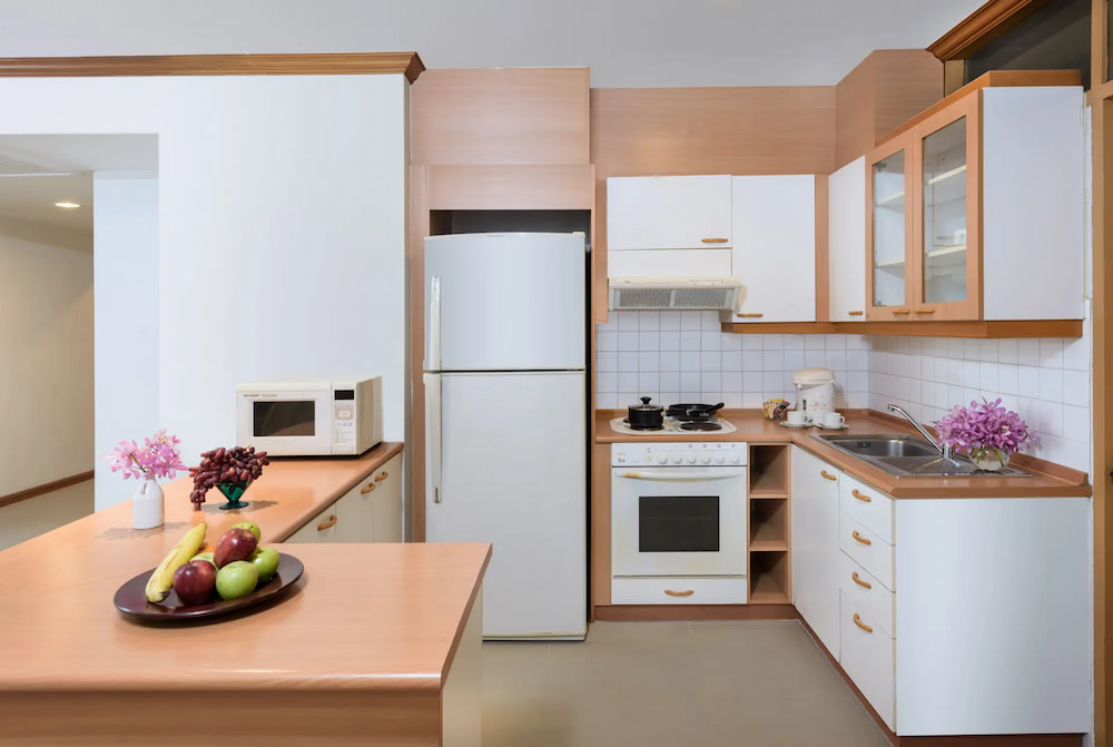Spacious kitchen at Riverine Place Hotel & Residence. 